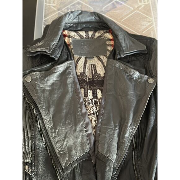 Bano eeMee Black & Gray Leather Moto Style Jacket Size 6 - Picture 11 of 15